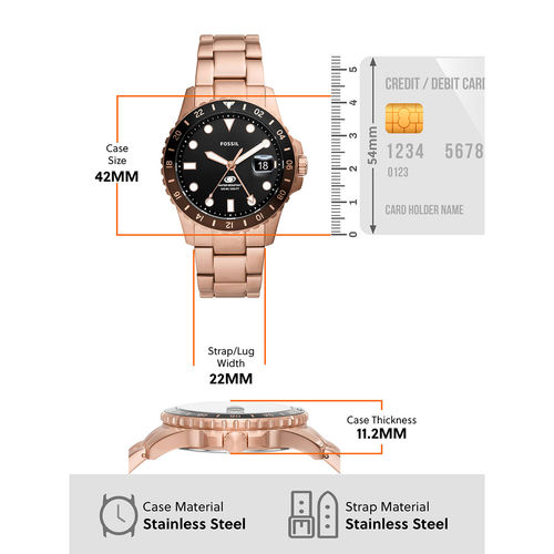 Buy Fossil Blue Gmt Rose Gold Watch FS6027 (Medium) Online | Quarzuhren