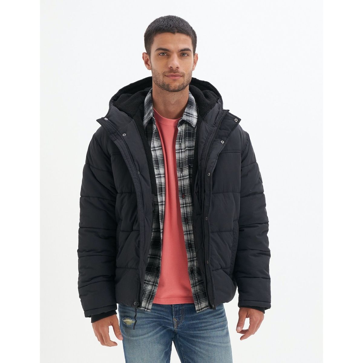 American eagle denim hot sale puffer jacket