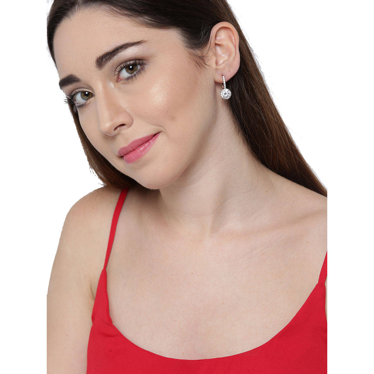 Zaveri Pearls Cubic Zirconia Rose Gold Contemporary Brass Bali Earring - ZPFK7993