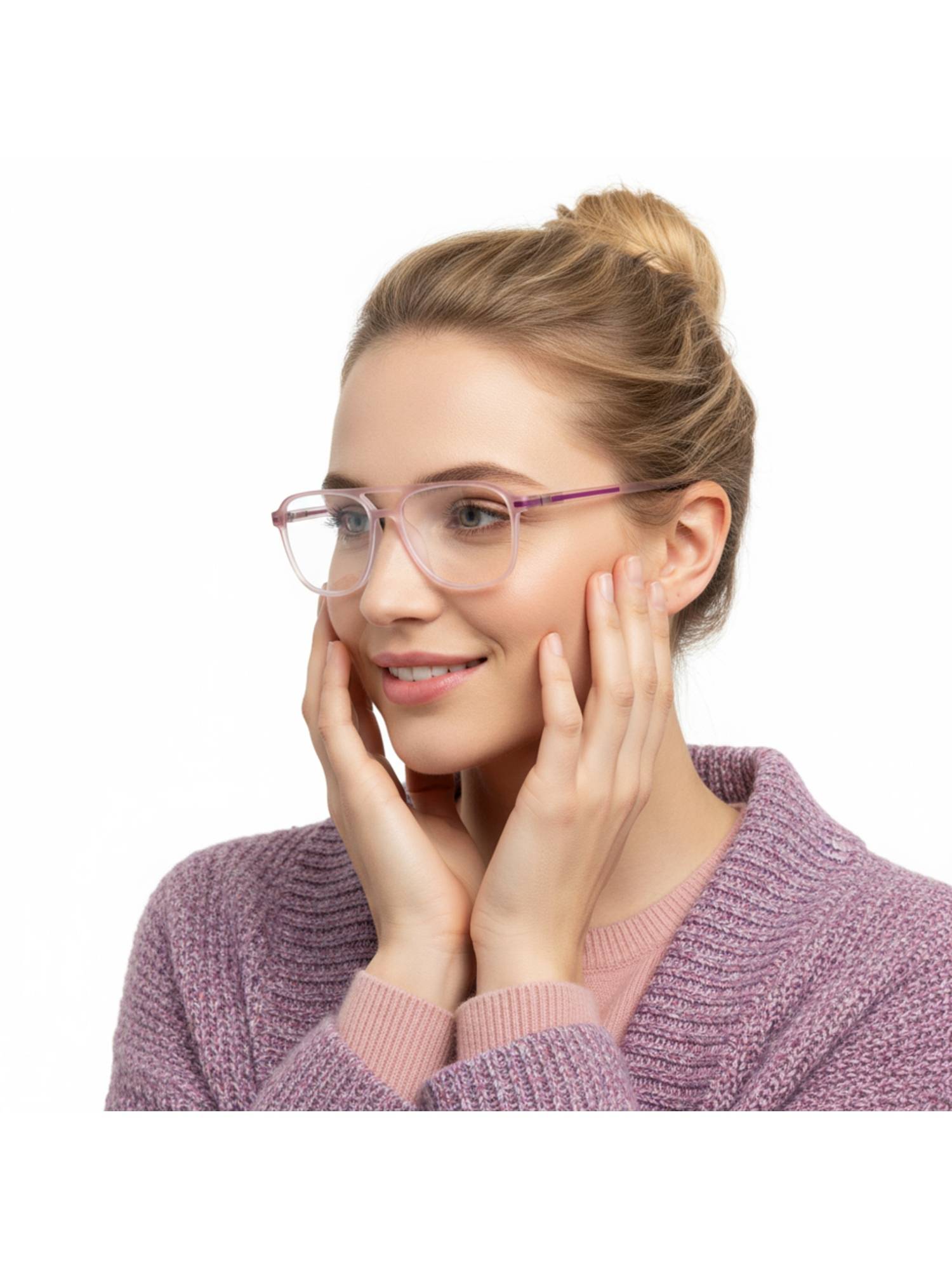 HASHTAG EYEWEAR Unisex Blulite Clear Lens Square Full Rim Eyeglass-Nekcc-1160022-Pnk (52)