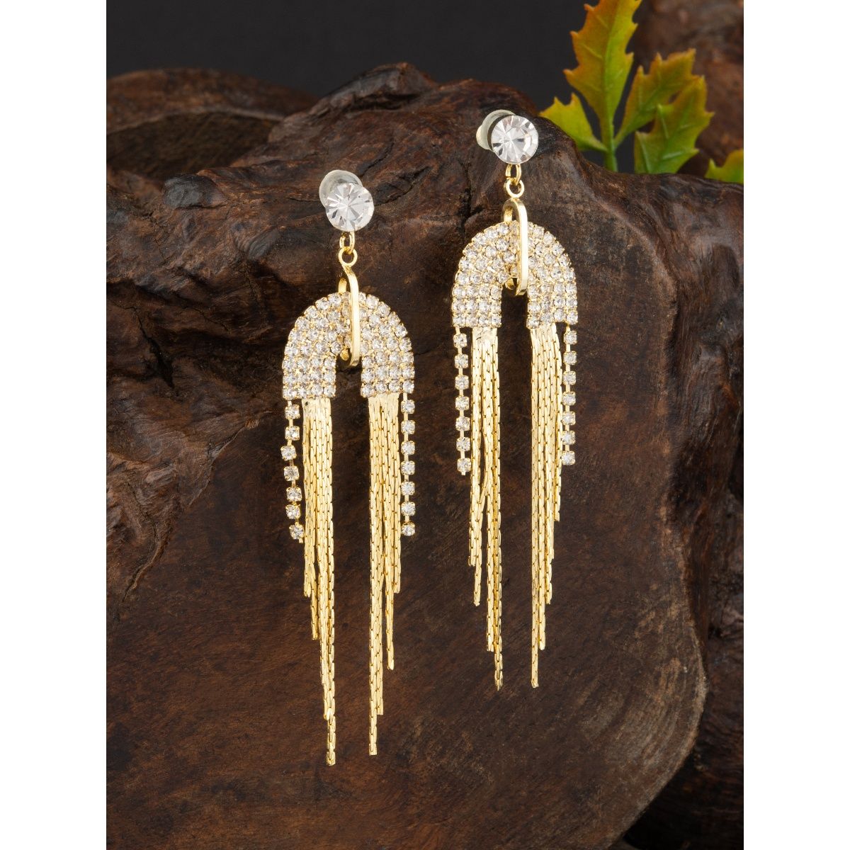 Wedding geometric Brass Base Gold Plated Premium Quality Dangler Earrings