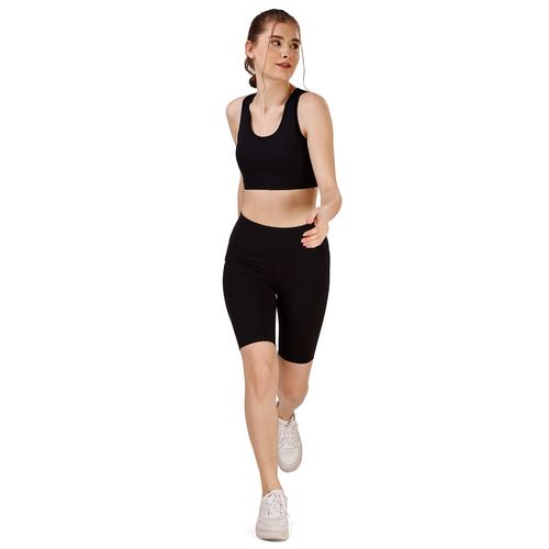 Yoga Shorts Ladies Black Knee Length Shorts Saffora Pack Of Black