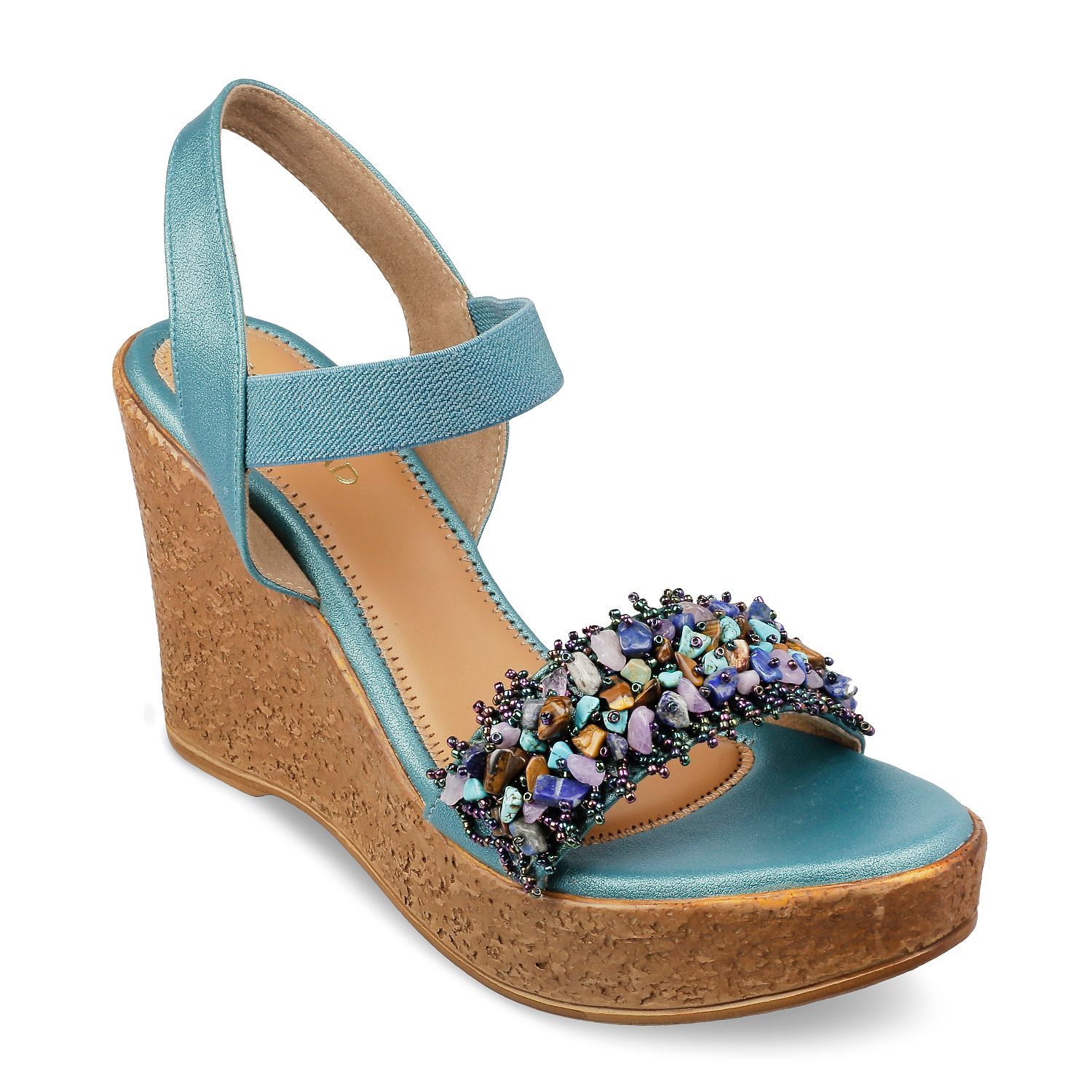 SOLE HEAD Blue Wedges Women Sandal: Buy 