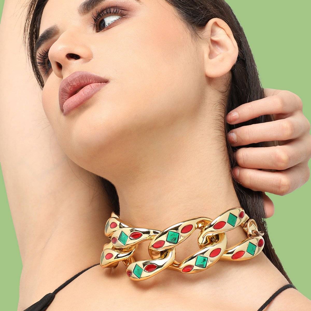 SOHI Gold Plated Designer Stone Party Necklace For Women