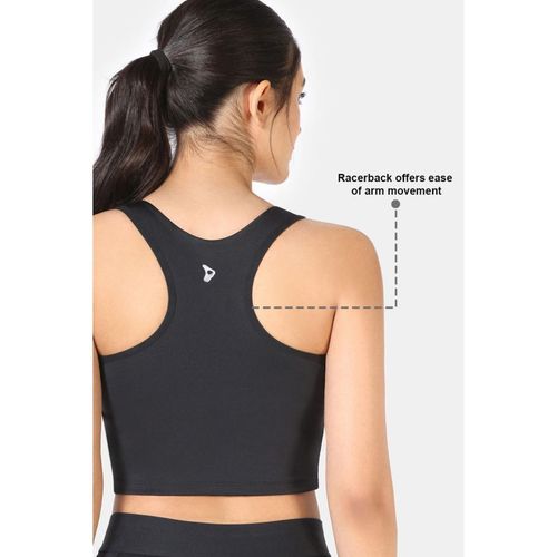 Buy Zivame Medium Impact Longline Padded Sports Bra Jet Black Online