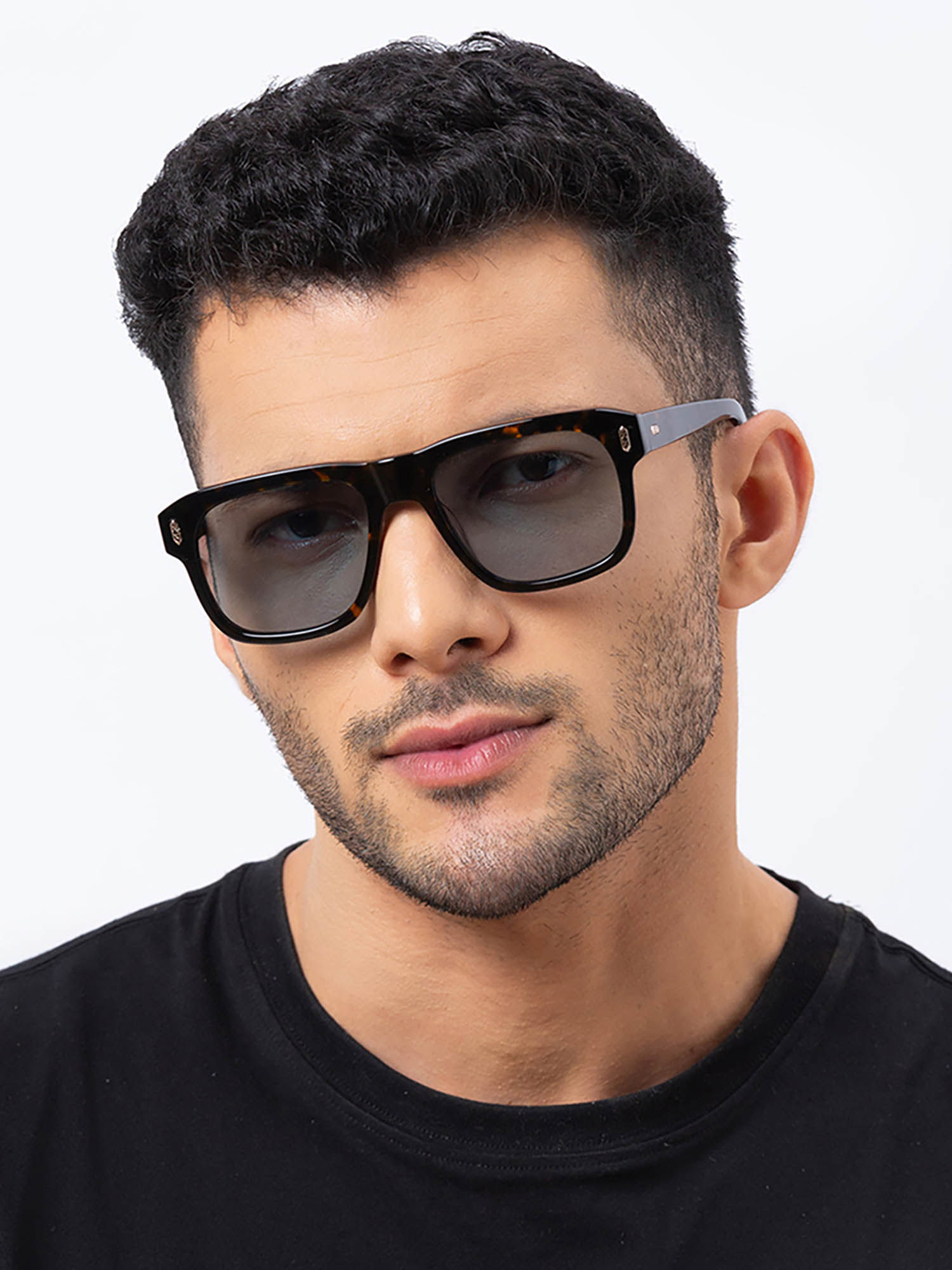 Buy Shisen Fox Yorokobi Dark Brown Frame Blue Lens Sunglasses (54