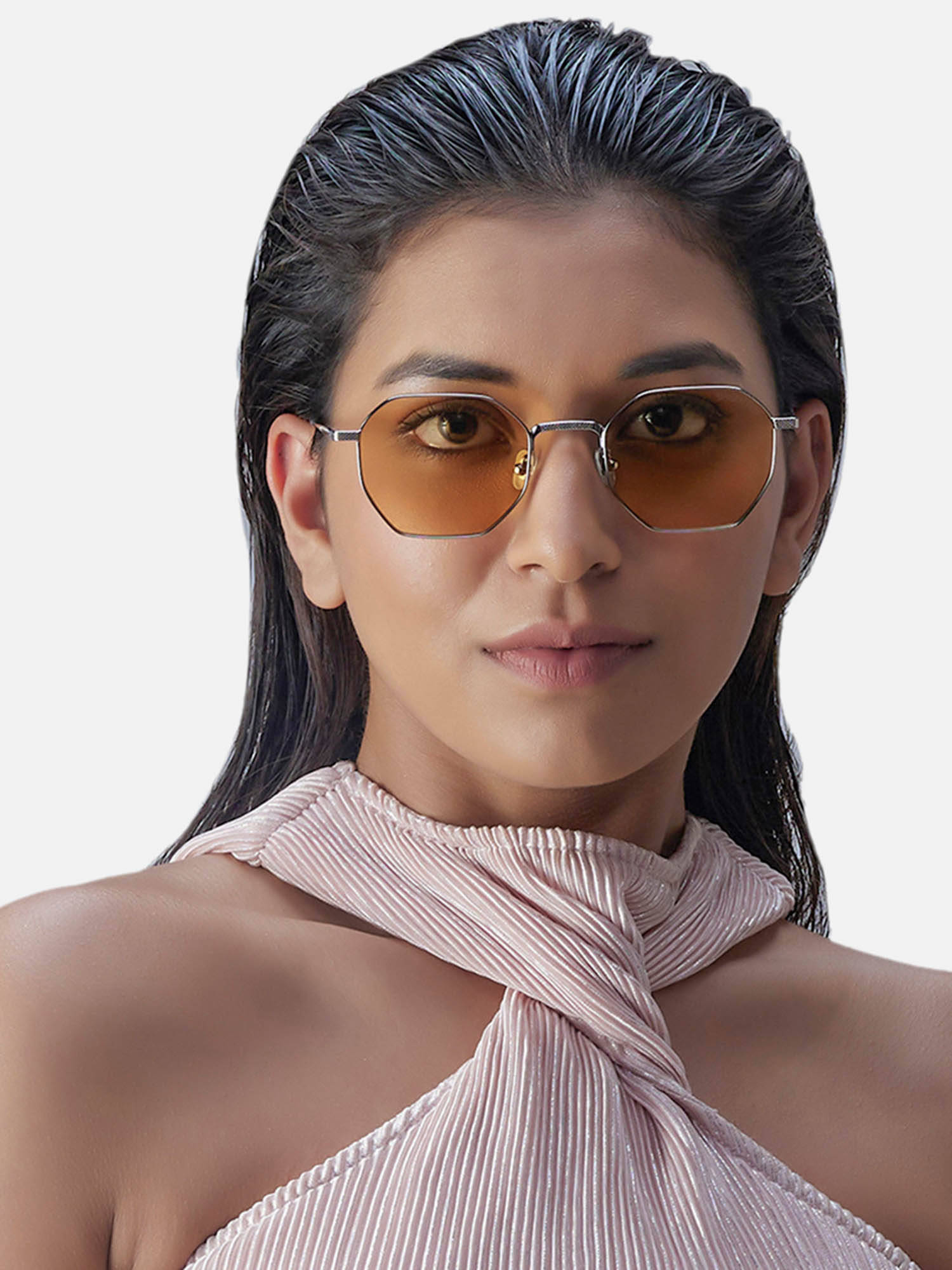 Shisen Fox Okita Dark Gold - Light Brown Frame Brown Lens Sunglasses (51)