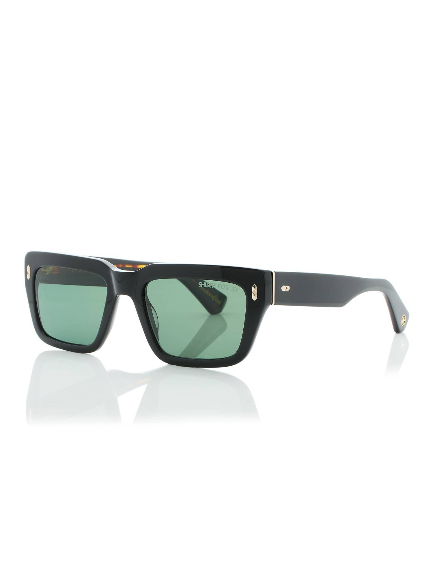 Shisen Fox Habiki Black - Brown & Polarized 2.0 Frame Green Lens Sunglasses (53)