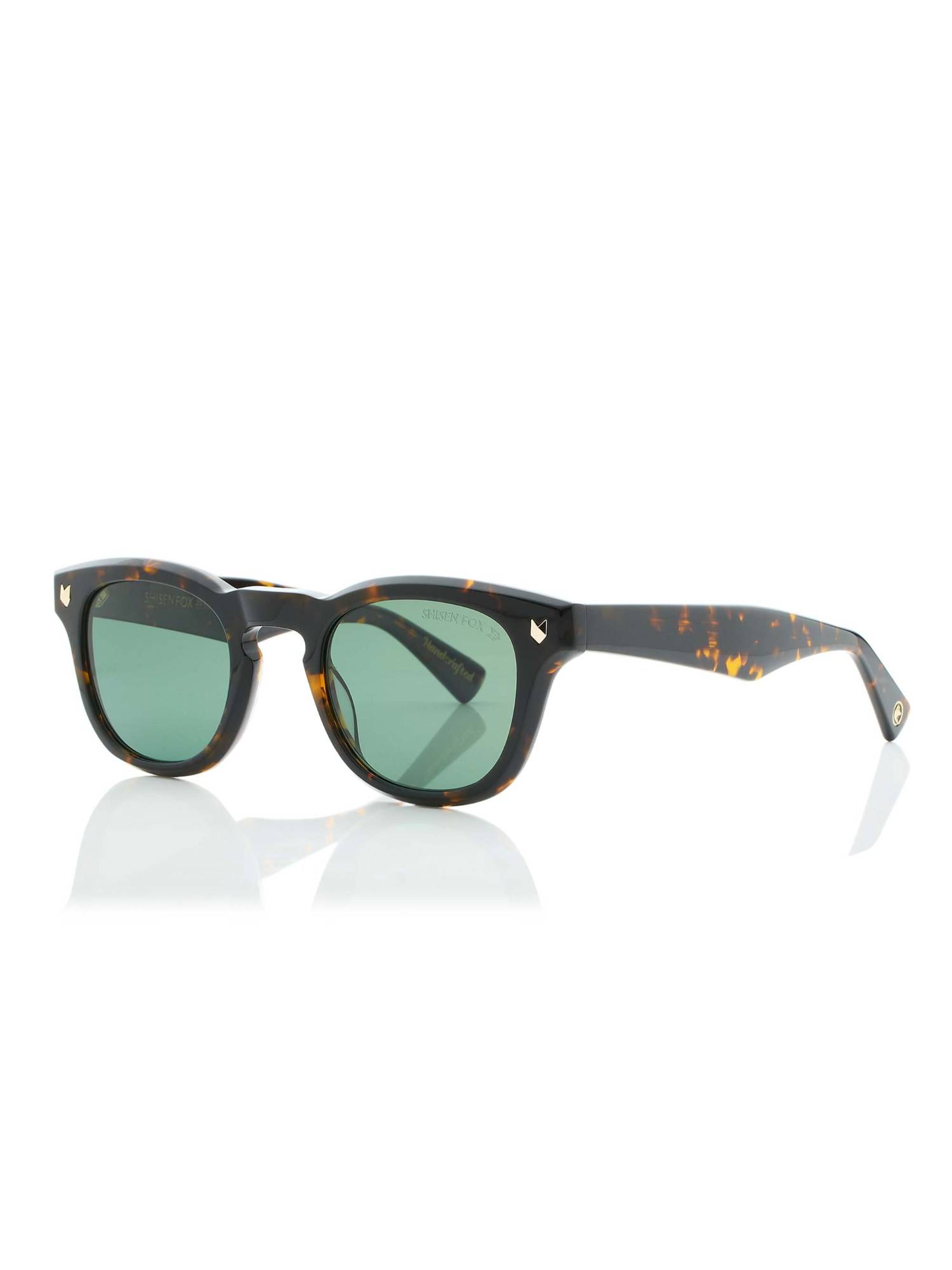 Shisen Fox Totoro Dark Brown & Polarized Frame Green Lens Sunglasses (48)