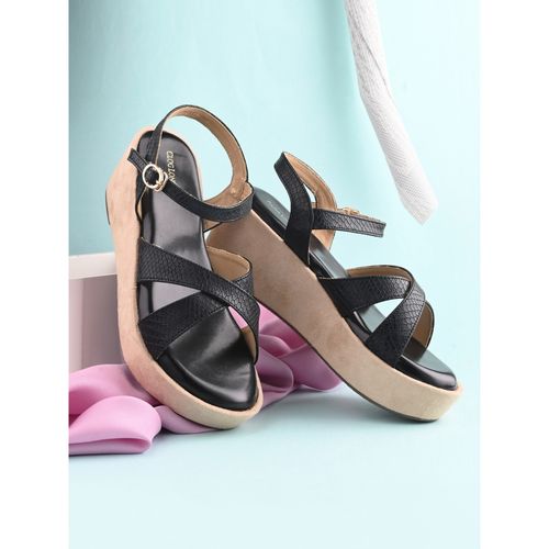 CLOG LONDON Black Comfortable Heel Sandals (EURO 36)