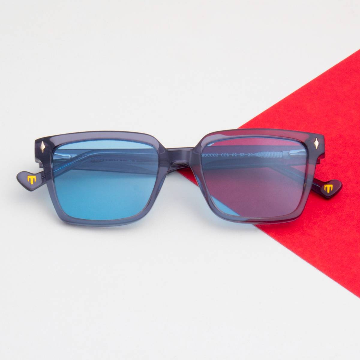 TED SMITH Unisex Blue Premium Italian Acetate Sunglasses With Polarized Lenses.