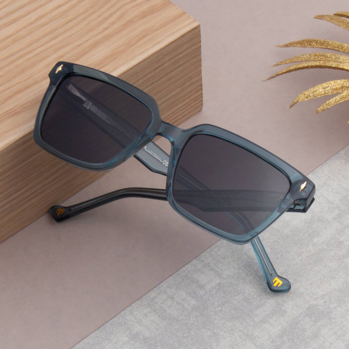 TED SMITH Unisex Black Premium Italian Acetate Sunglasses With Polarized Lenses.