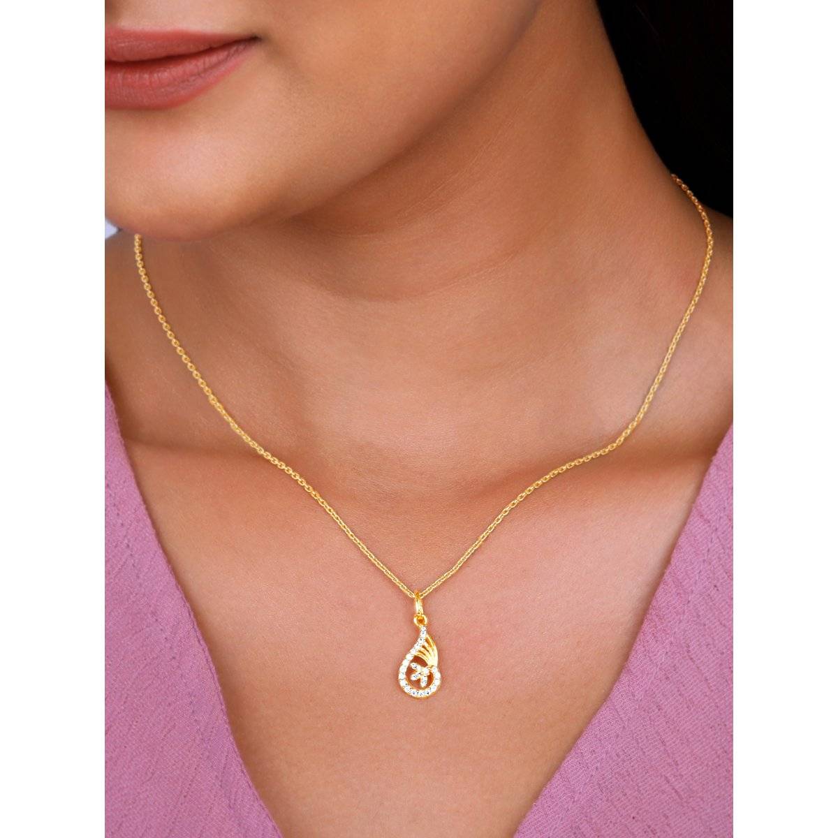 GIVA 925 Clear Aria Pendant With Link Chain