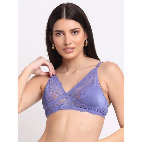 Buy Erotissch Purple & Blue Set of 2 Floral Lace Non-Padded Bralette Bra  (L) Online