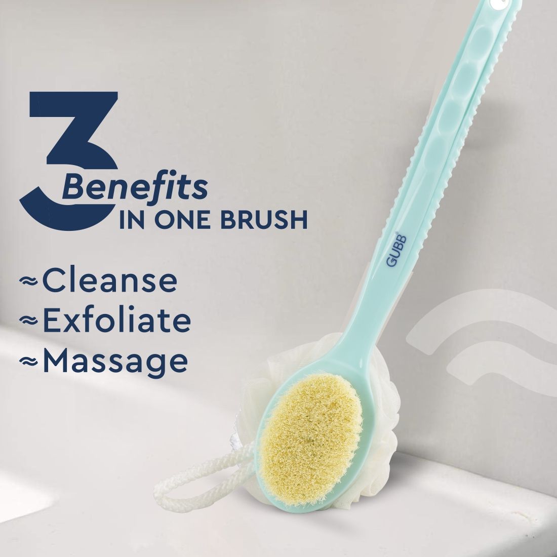 GUBB 2 In 1 Bath Brush Long Handle With Loofah Buy GUBB 2 In 1 Bath