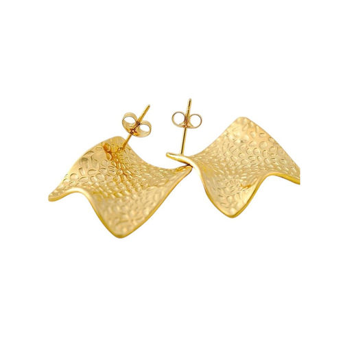 OOMPH Gold Crumpled Square Drop Earrings For Women Stylish Latest