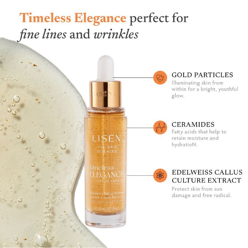 LISEN Timeless Elegance Ampoule/ Face Serum With Gold Particles For