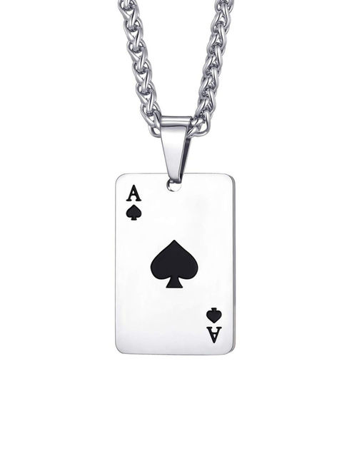 Buy OOMPH Silver Tone Ace of Spade Design Fashion Necklace for Men