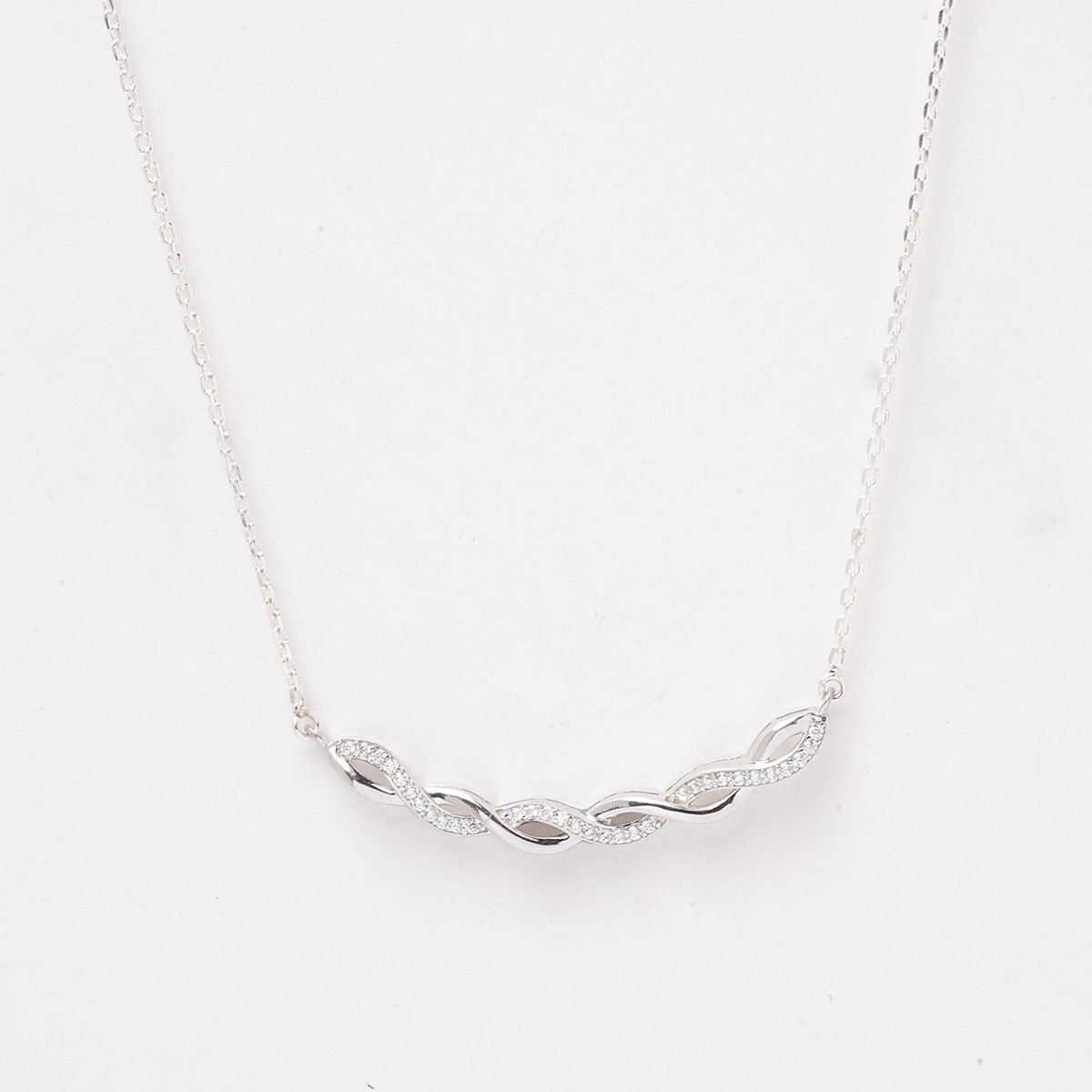 Buy CLARA Sterling Silver Rhodium Plated Twist Pendant Necklace