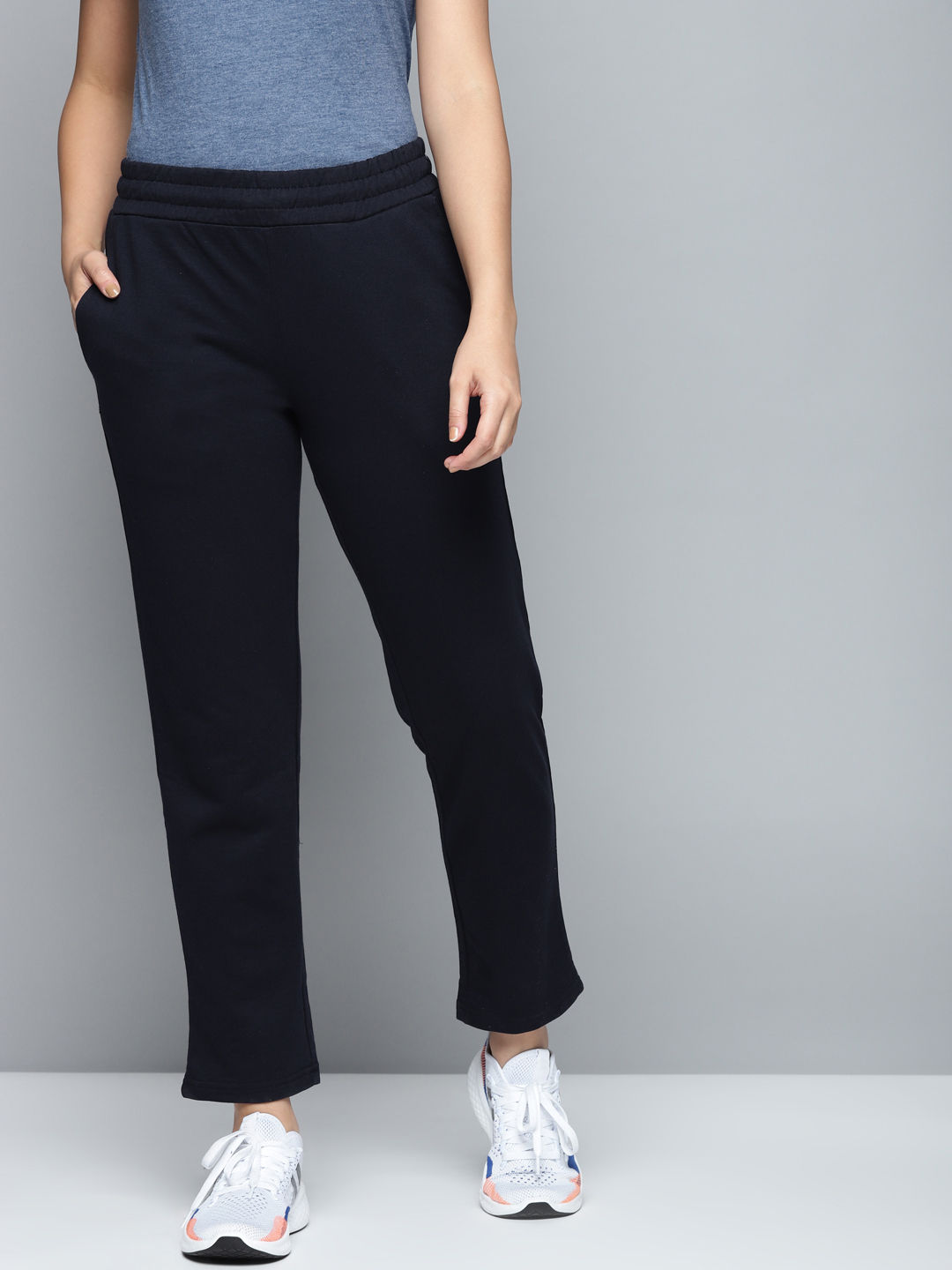 Navy track pants online womens