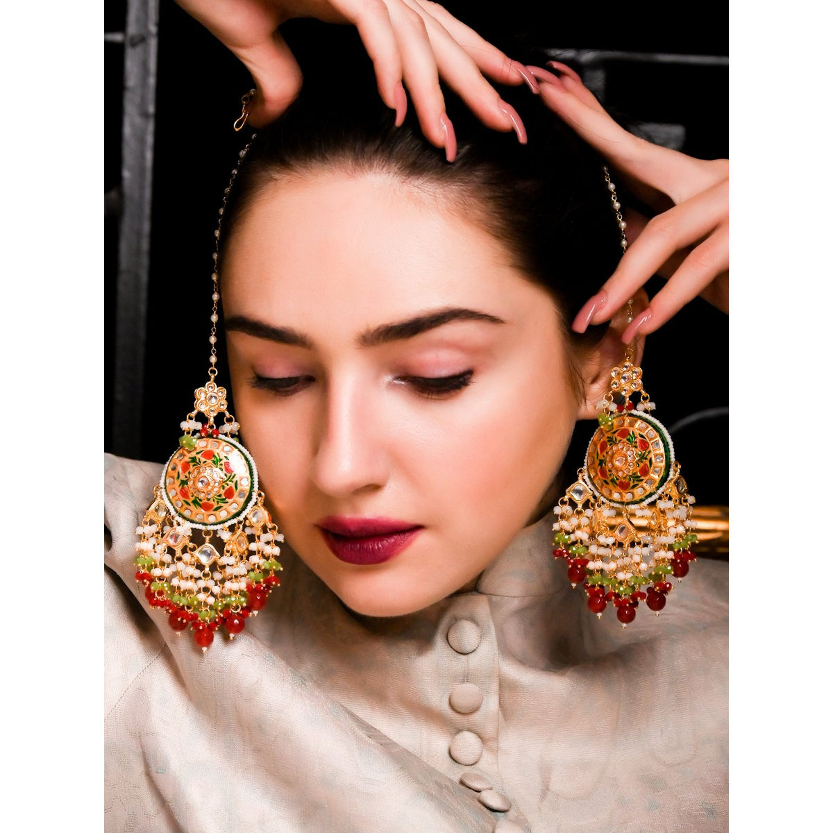 Odette Gold Enamel Earring Set Buy Odette Gold Enamel Earring Set