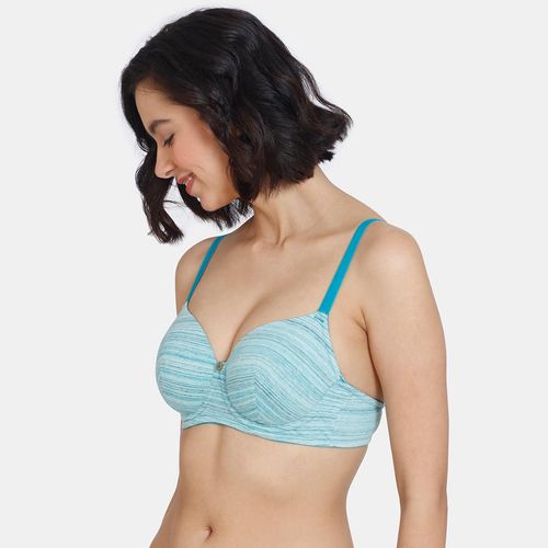 Buy Zivame Lounge-rie Love Padded Wired 3-4th Coverage T-shirt Bra Tile  Blue Blue Online