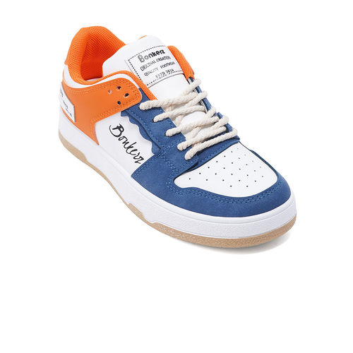 Iconics Orange Navy Blue Women Colorblock Sneakers (EURO 36)