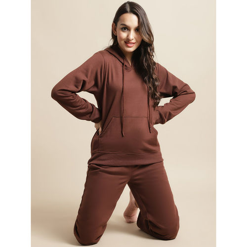 Buy Secret Wish Women Fleece Winter Night Suit Brown (Set of 2) Online