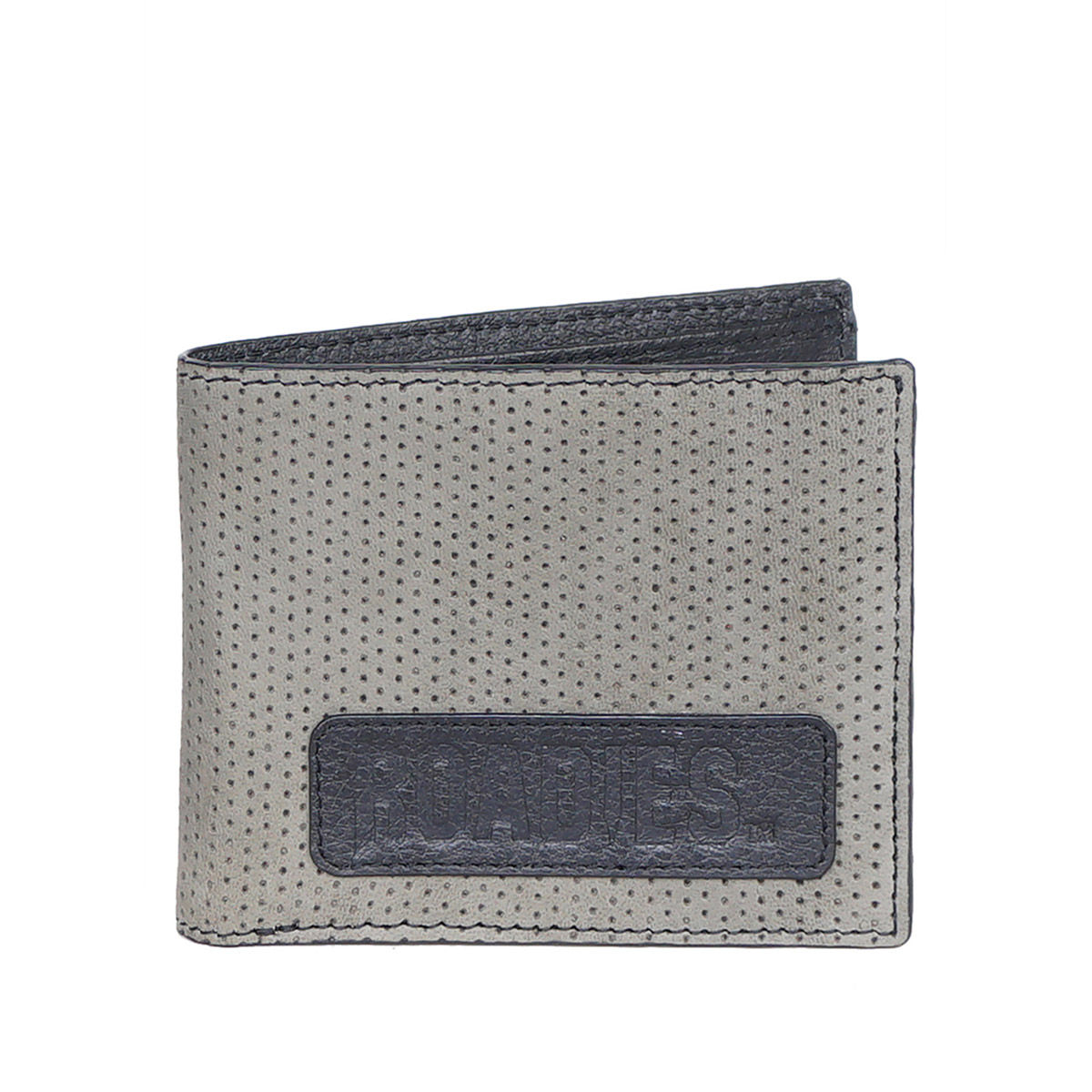 Justanned Perforated Mens Grey Bifold Leather Wallet
