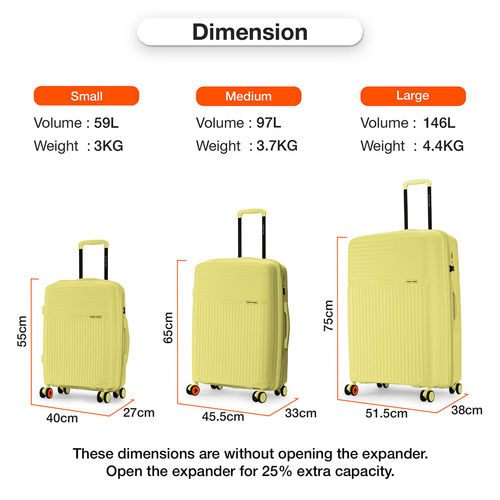 Buy Nasher Miles Krabi Hard-Sided Polypropylene Yellow Trolley Bag