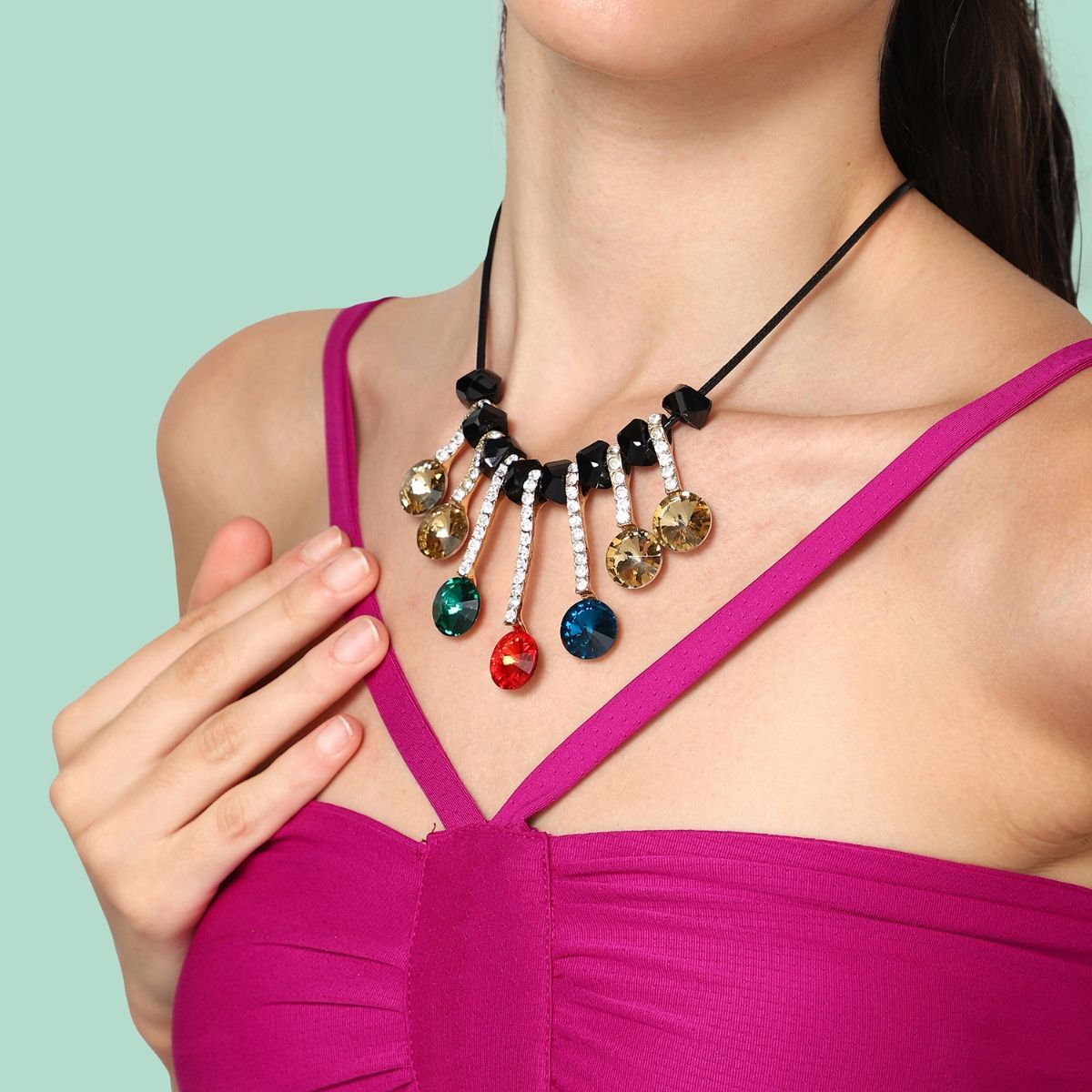 Double layer Multi-color Stones Necklace by Tad Accessories – Jewel Box by  ARNAV