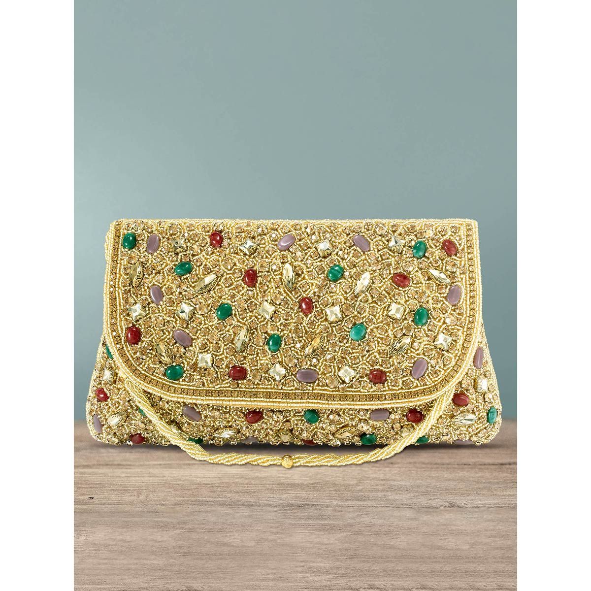 GOLDGIFTIDEAS Velvet Embroidered Clutch for Women, Potli Purse for Ladies,  Return Gifts, Bridal Clutch Bags