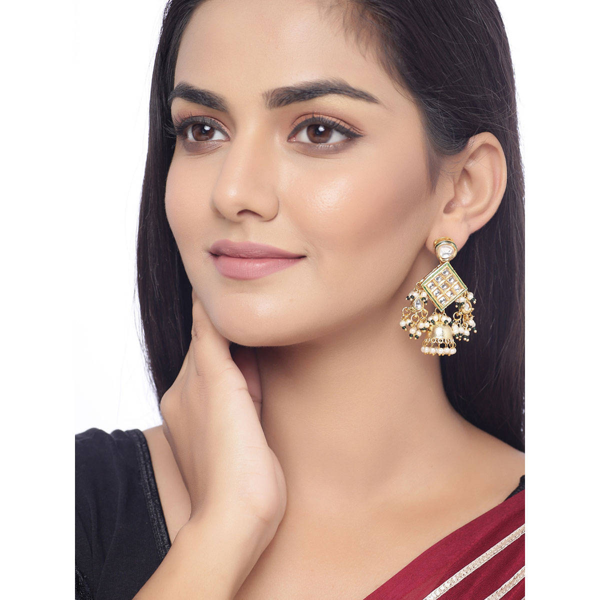 Shoshaa Gold-Plated Kundan Jhumki Earrings