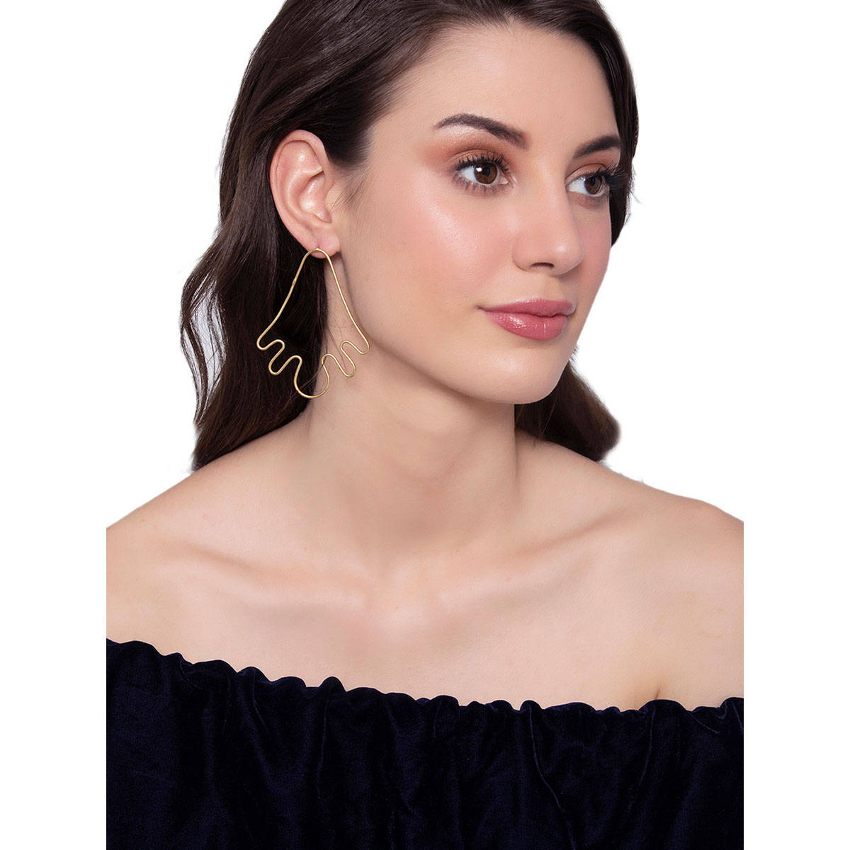 Shoshaa Gold-Toned Hand Shaped Drop Earrings