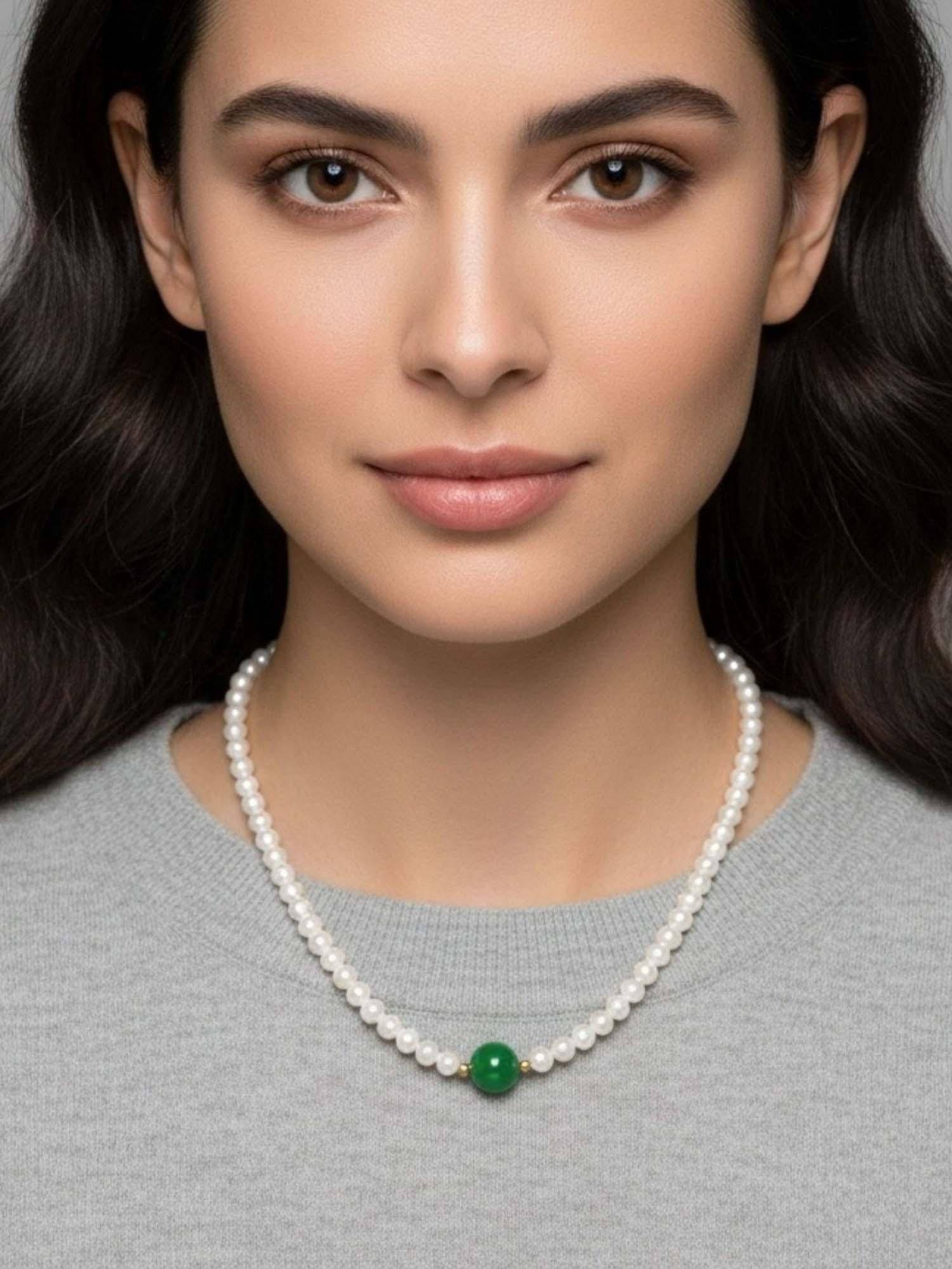 RACHIVA 18K Gold Plated Green Pearl Necklace