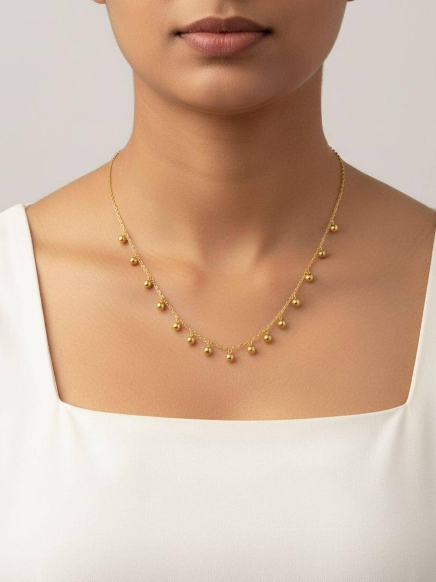 RACHIVA 18K Gold Plated Ball Drop Necklace