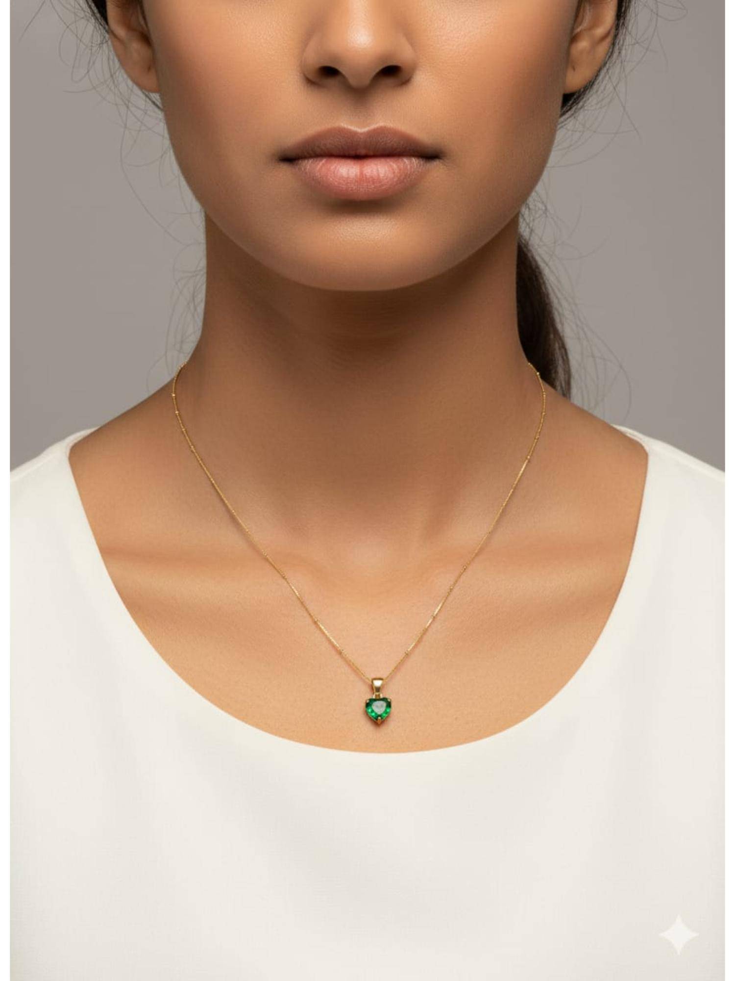 RACHIVA 18K Gold Plated Green Heart Cut Zircon Necklace