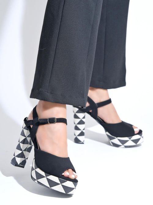 Buy HVNLY by Shoetopia Womens Black Inch High Sandals Heels Online