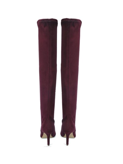 Saint G Womens Burgundy Stretch Suede Thigh Casual Boots (EURO 36)