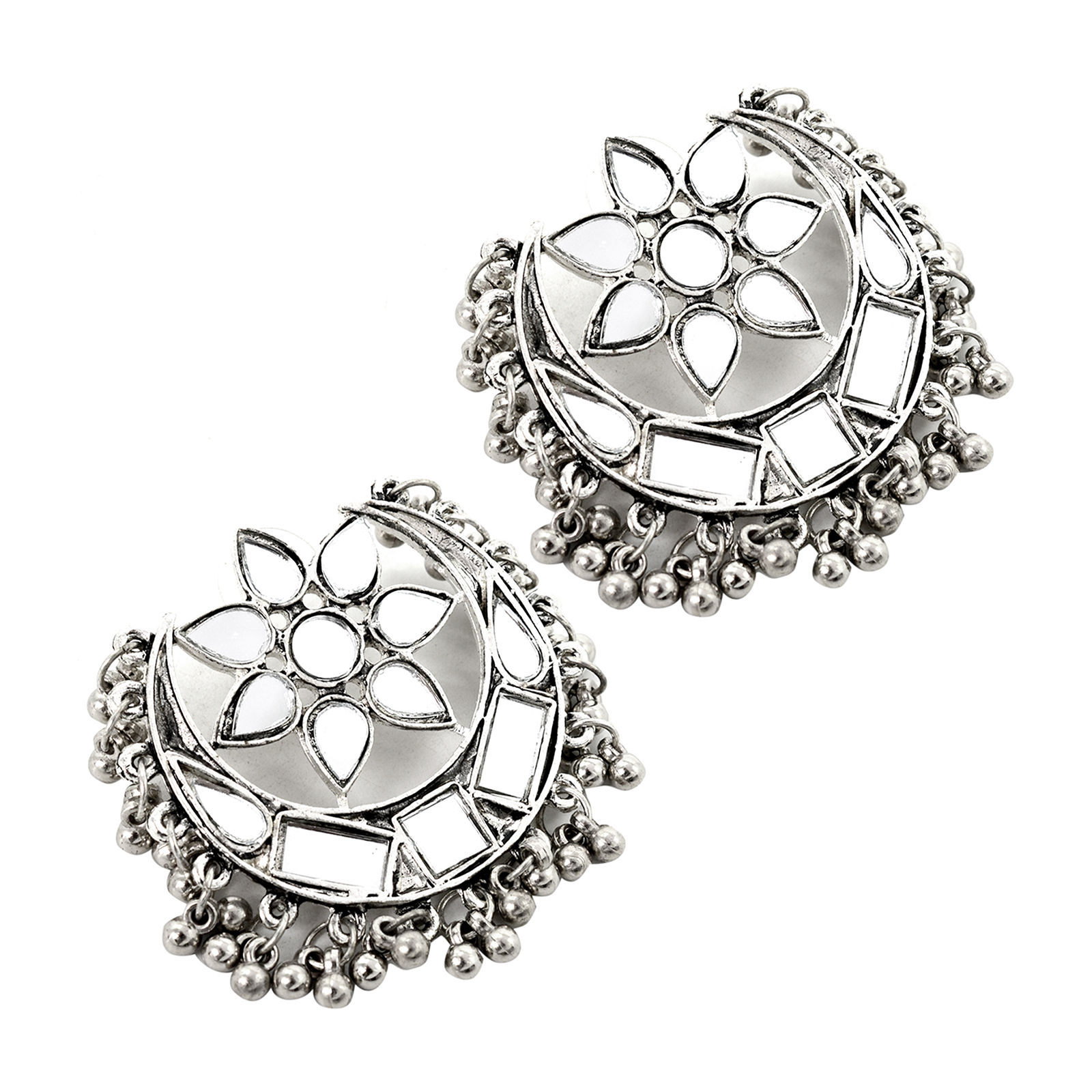 Buy Teejh Akashi Silver Oxidized Mirror Earrings Online