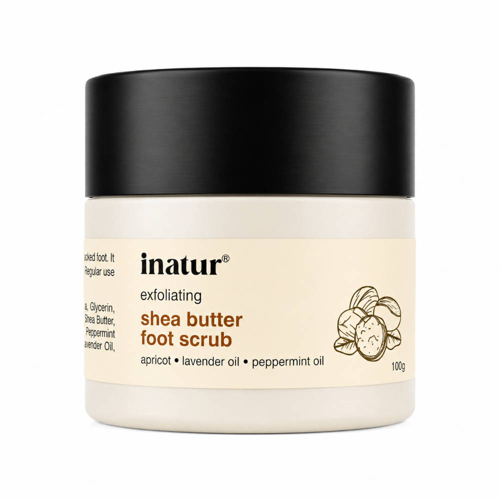 Inatur Shea Butter Foot Scrub For Cracked Heels, Exfoliation & Soft Feet, With Essential Oils