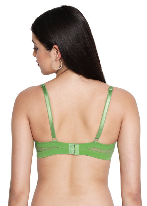 Buy Shyaway Susie Demi Coverage Green Lace Under wired Padded Pushup Bra -  Green (30B) Online