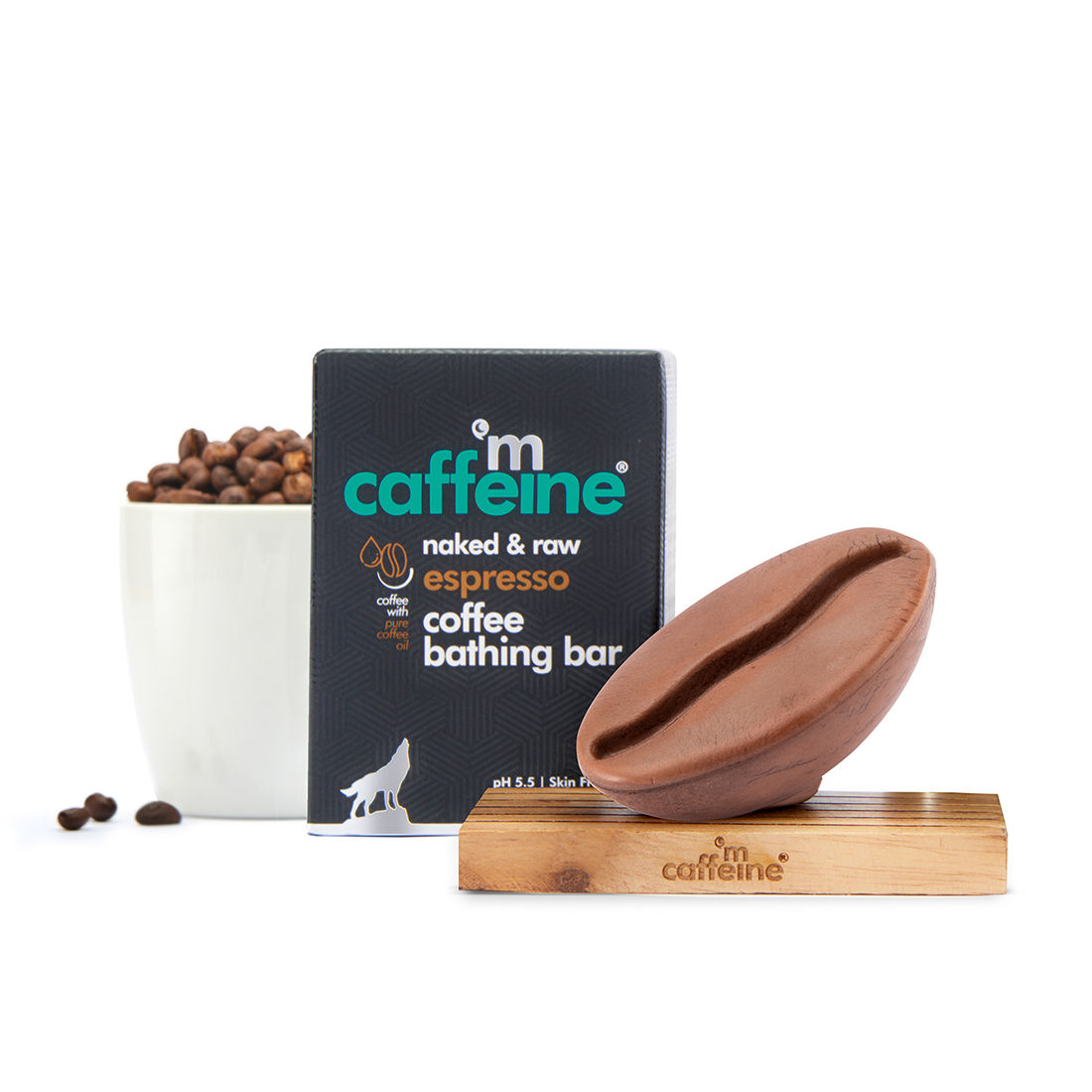 MCaffeine Espresso Coffee Bathing Bar - pH 5.5 Soap Free Syndet Bar with Vitamin E for Deep Cleansing