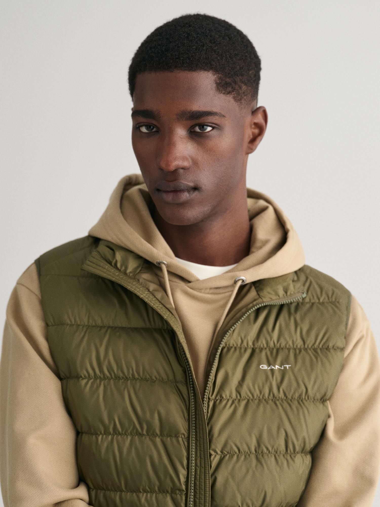 Buy GANT Men Green Solid High Neck Sleeveless Puffer Jacket Online