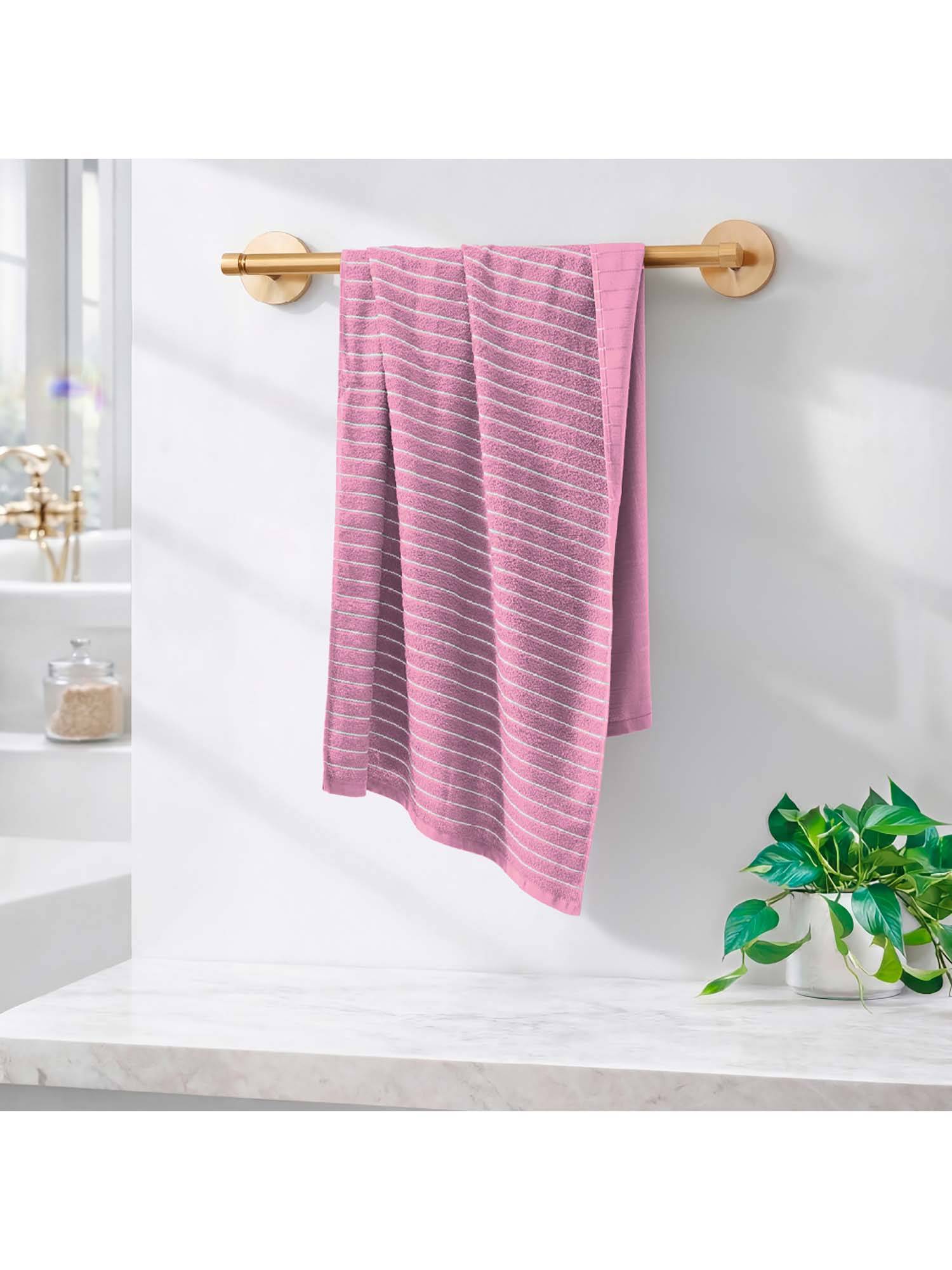 Welspun Pink 2-In-1 250 Gsm Dobby Weave Plain Hight Absorbent Bath Towel