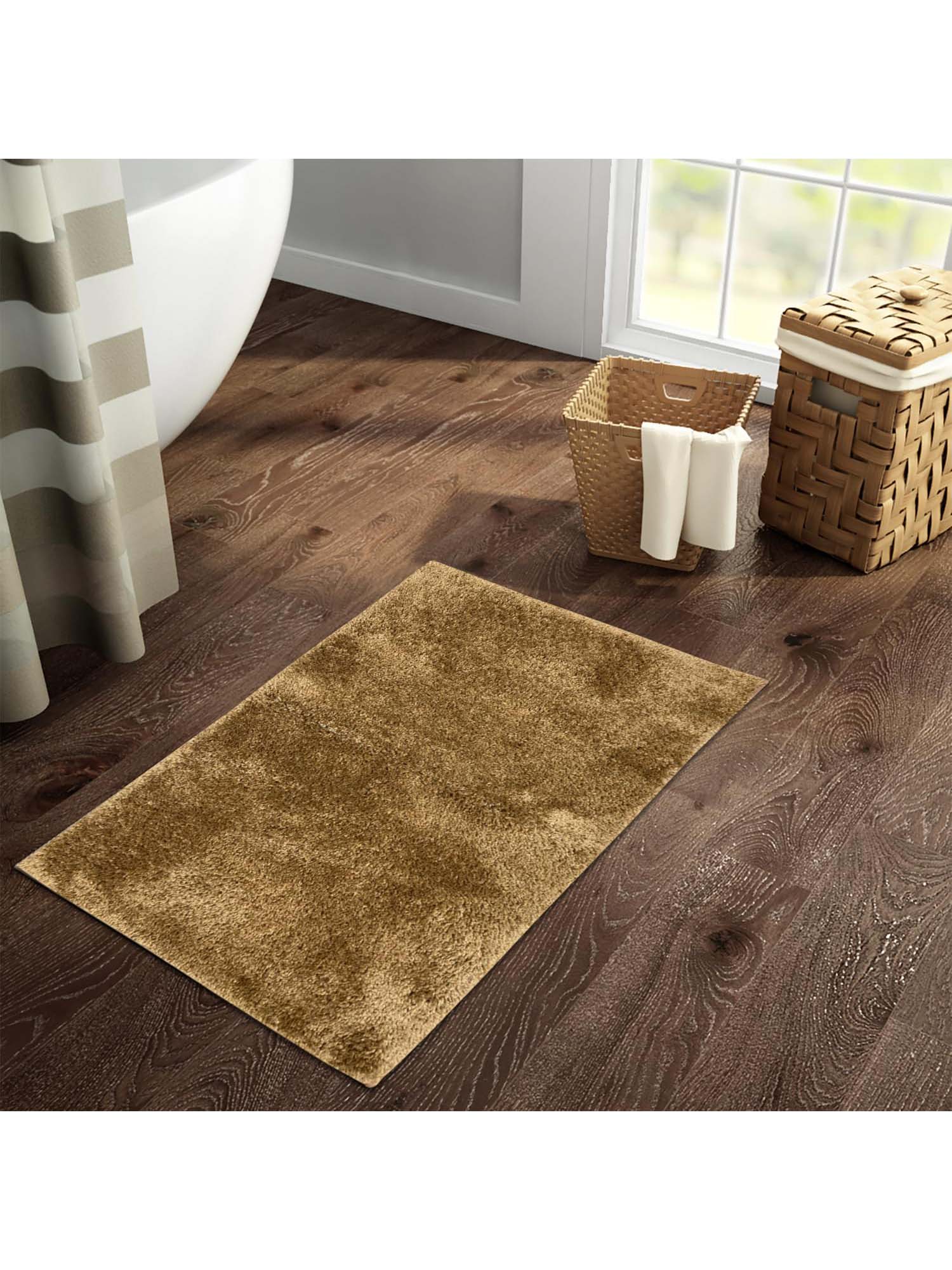 SPACES Brown Luxury Cushlon Polyester 2110 Gsm Machine Tufted Foot Mat (L)