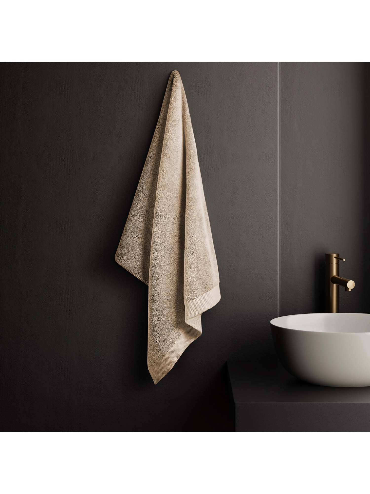 SPACES Beige Eminence Egyptian Cotton 670 Gsm Dobby Weave Plan Bath Towel