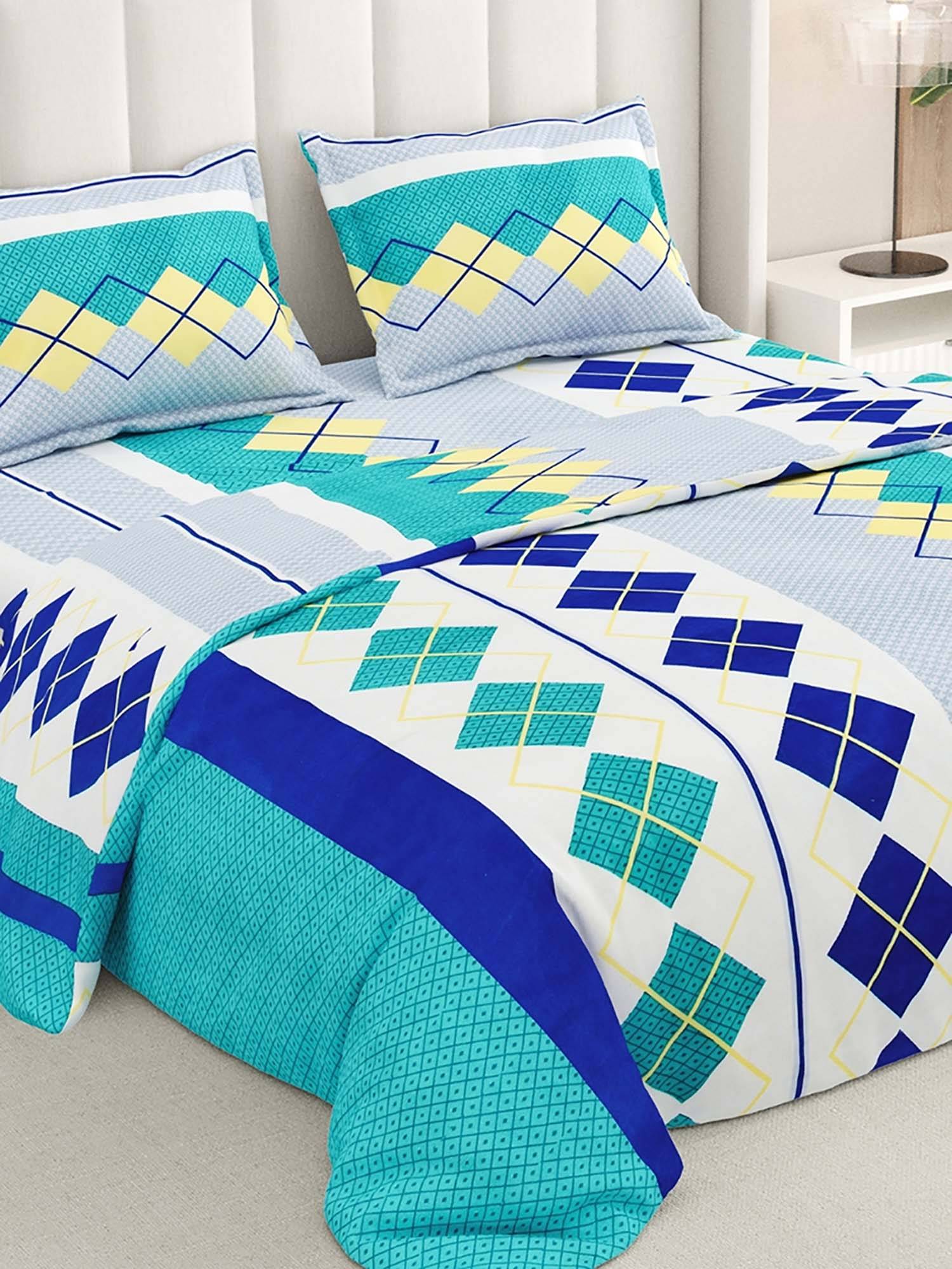RIVERMOOR Multi-Color Ultrasoft Pattern Bedsheet with 2 Pillow Covers (Double)