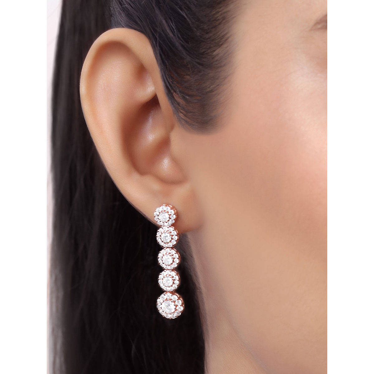 Zavya Flowing Elegance Rose Gold Plated 925 Sterling Silver Earrings