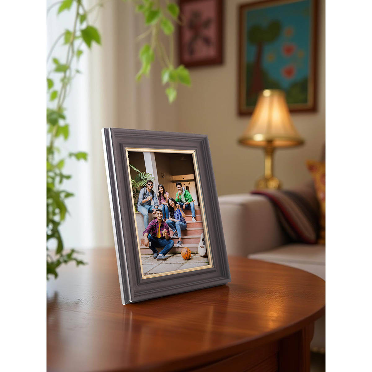 Golden Peacock Mdf 5X7 Gold Border Dark Brown Table Top Photo Frames